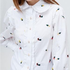 Floral Embroidered White Blouse